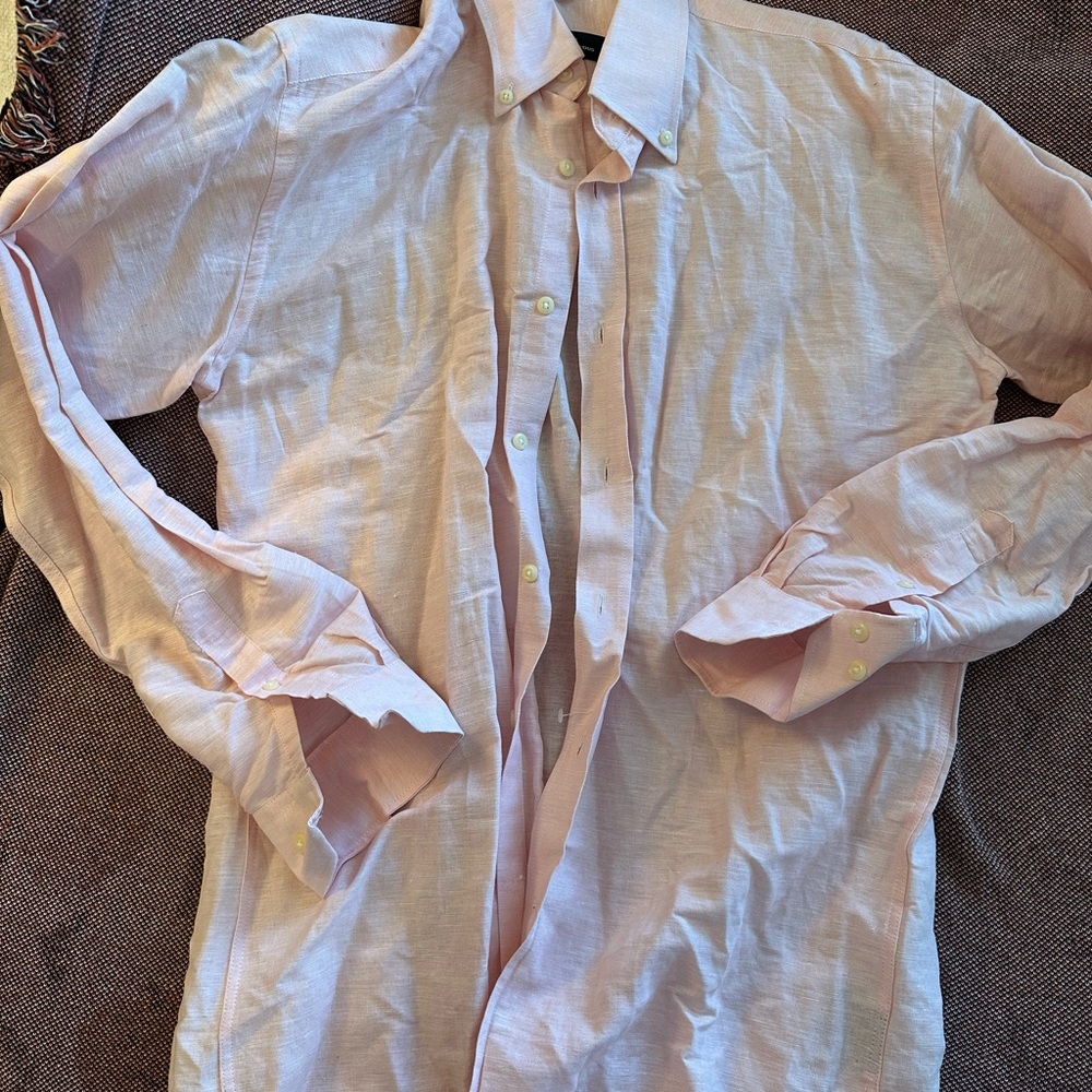 Casual Pink Button Down Shirt Lightweight Fabric